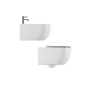 Moderno Juego de Inodoro y Bidé Suspendido sin Borde Serie Murano 55 - Sanitario de Cerámica de Alta Calidad que Ahorra Espacio para Hotel y Hogar - Product Image 1
