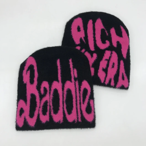 Gorro acrílico de Jacquard con logotipo personalizado ajustable unisex, gorro de invierno para exteriores, estampado de personajes especiales, material borroso para viajes - Product Image 2