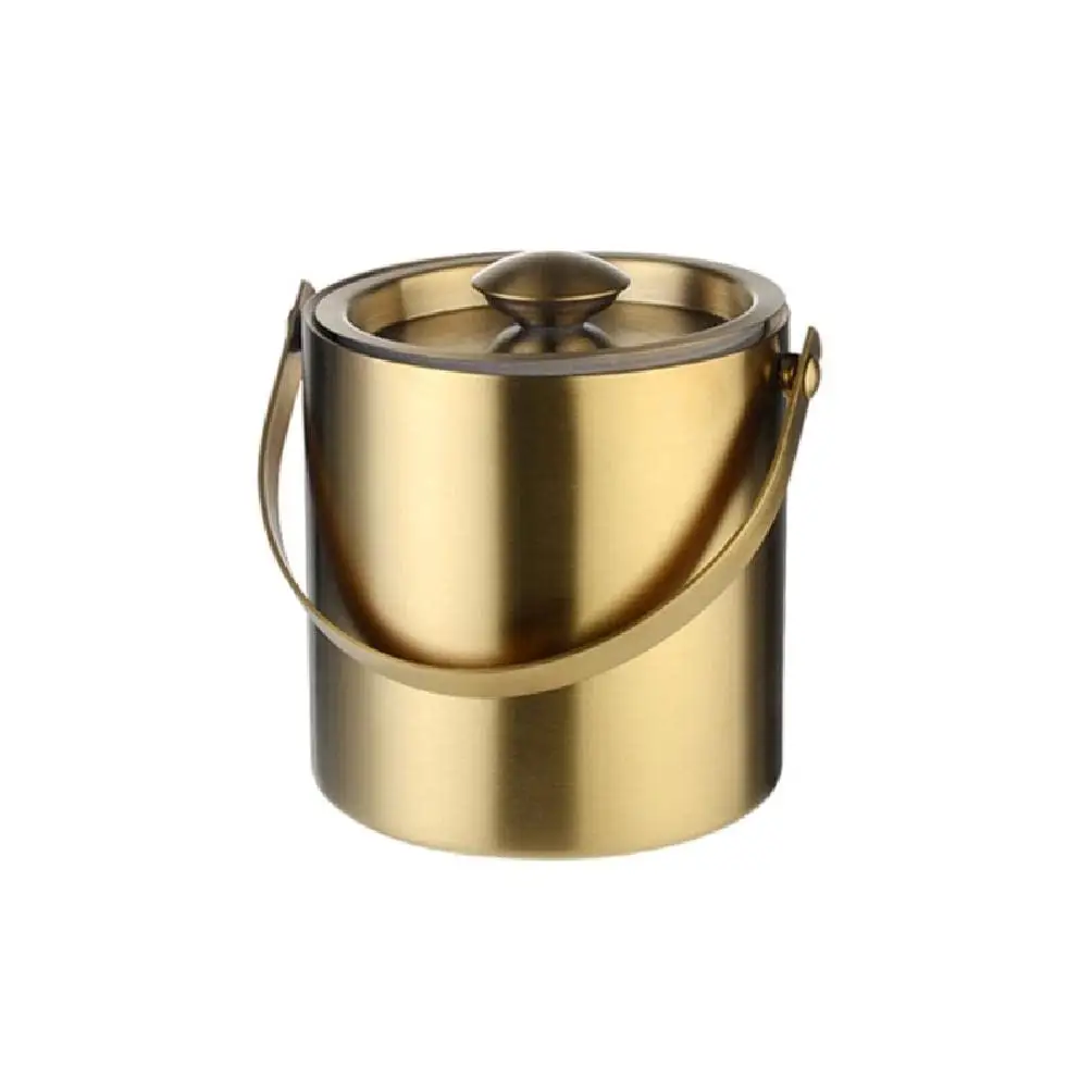 Golden Theme Bar-ware Item Silver Metal New Double-Wall Stainless Steel Insulated Ice Bucket At Cheapest Price