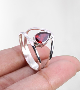 925 estampillé argent grenat pierre précieuse Spinner Simple bague à la main bijoux de mode fins 925 en argent Sterling Spinner bague bijoux - Product Image 1