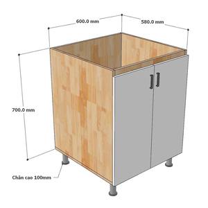 Mueble base moderno para cocina de 60 cm con puertas de cristal abatibles, encimera de acero inoxidable, estructura de contrachapado y melamina MTBD012 - Product Image 3