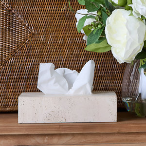 Best-seller Boîte à mouchoirs en pierre de travertin Fait à la main de luxe Porte-mouchoirs décoratif Fournisseur de gros d'usine pour les acheteurs mondiaux - Product Image 3