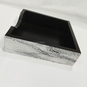 Cubierta de caja de pañuelos de madera MDF de resina cuadrada turquesa hecha a mano acabado pulido Natural para comedor baño único - Product Image 3