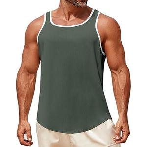 Camiseta sin mangas de talla grande transpirable de alta calidad para gimnasio para hombre, camiseta sin mangas informal de tela de punto de Color sólido para hombre hecha por vestido deportivo - Product Image 1