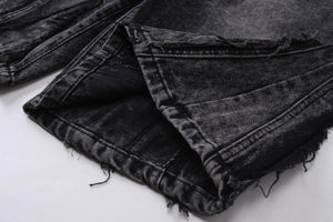 Pantalones cortos holgados lavados de mezclilla bordados para hombre personalizados 2025, ropa de calle, nuevos pantalones bordados con decoración de patrón sólido - Product Image 3