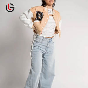 Veste Letterman grande taille pour femmes à vendre Veste Letterman courte en laine pour femmes meilleure vente - Product Image 3