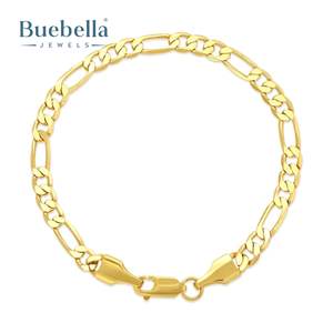 Vente chaude 5mm 18K Plaqué Or 925 Bracelet Figaro en Argent Sterling pour Hommes Premium Moissanite Bracelets & Bracelets - Product Image 2