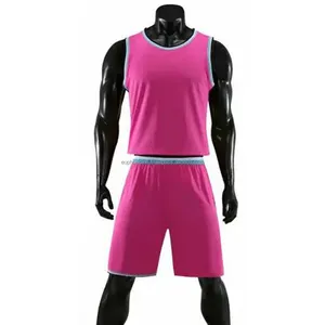 Pakaian olahraga disesuaikan Jersey basket tim klub seragam basket kualitas terbaik Jersey basket warna merah muda polos