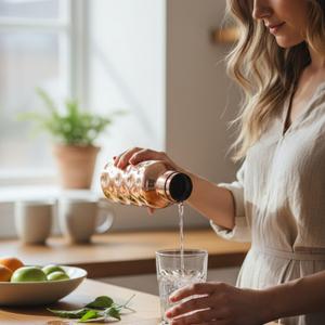 Botella de Agua de Cobre de Diseño Minimalista, Estilo Anatolia, Hecha de Metal - Product Image 1