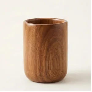 Ensemble de trois tasses en bois de manguier, design minimaliste, résistantes à la chaleur, pour usage domestique, en bois massif - Product Image 1