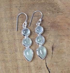 Pendientes de Plata de Ley 925 con forma redonda para mujeres y niñas, pendientes de piedras preciosas de Prehnita, Pendientes colgantes, joyería de plata - Product Image 2