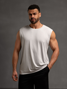 เสื้อกล้ามลำลองแขนกุดระบายอากาศได้ดีสำหรับผู้ชายเสื้อกล้ามใส่เล่นยิมฟิตเนสสีพื้น - Product Image 5