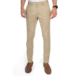 Pantalon chino pour homme en coton stretch, coupe classique, teint en pièce, écologique, petit MOQ, bouton, fermeture éclair, devant plat, été - Product Image 3