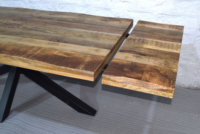 Table à manger convertible et pliable de style industriel de luxe, hauteur réglable avec mécanisme à manivelle, en bois de manguier et fer, mobilier rétro pour la maison