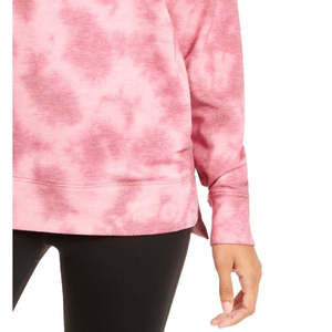 Felpa da donna Ideology con orlo asimmetrico, traspirante, tie-dye rosso, in maglia di seta di alta qualità, con cappuccio e cerniera, design invernale - Product Image 3