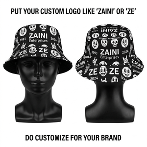 Chapeau Bob en Polyester Sergé Premium 280 GSM Imprimé Intégral Blanc et Noir pour Plage, Cyclisme, Dessins Animés, Logo Personnalisé, Sublimation, OEM, ODM - Product Image 1