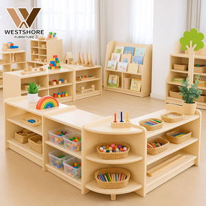 Libreria e Unità di Stoccaggio in Legno Montessori per Aule di Asili, Scuole Materne e Aree di Lettura e Apprendimento per Bambini - Product Image 1