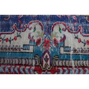 Tapis turc vintage surdimensionné en laine rouge 7x11 pieds, design patchwork écologique avec envers en latex - Product Image 5