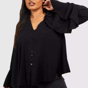 Chemise boutonnée brodée pour femmes grande taille 2026, en coton et fibre de bambou, à carreaux, personnalisée, respirante, pour le travail au bureau - Product Image 4