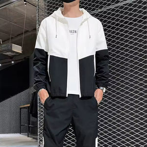 เซ็ตกางเกงสเวตเชิ้ตมีฮู้ดทรงโอเวอร์ไซส์แขนยาวหลากสีสำหรับผู้ชายชุดออกกำลังกายกลางแจ้งแบบลำลอง - Product Image 2