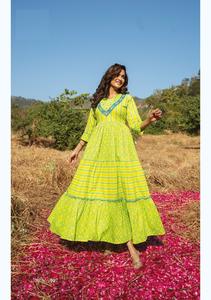 ชุดยาวคอลเลกชั่นลูกไม้ผ้าฝ้ายแท้พิมพ์ลายงานหัตถกรรมทำจากด้ายคอลเลกชั่นยาวสไตล์พื้นเมืองของผู้หญิง - Product Image 5