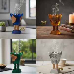 Brûleur d'encens en bois massif durable en résine époxy, écologique, fait main indien, pour usage religieux, support d'encens pour la maison - Product Image 6