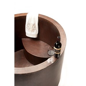 Bañera Redonda Japonesa de Cobre para Baño, Acabado Antiguo - Product Image 2
