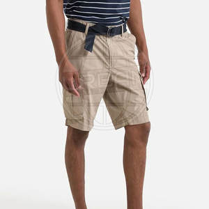 Marque privée Short cargo sportif pour homme 100% coton avec taille élastique et multi-poches de couleur unie à vendre - Product Image 1