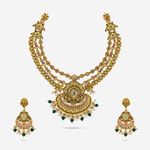 Collar de Aleación de Zinc con Diseño de Flores en Oro Antiguo para Mujer, Listo para Bodas, 188668 - Product Image 1