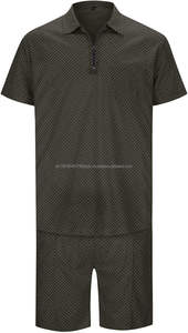 Vêtements 2 pièces décontractés pour hommes Chemise et short à fermeture éclair imprimés à la mode Ensemble de tenues de loisirs et de vacances - Product Image 4