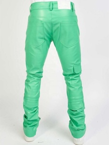 กางเกงหนังสีขาวสำหรับผู้ชายทรงสลิมฟิตเปิดขาเล็กหนังสีแดงยืดหยุ่นสูงแบบสั่งทำขนาดใหญ่พิเศษแฟชั่นใหม่ล่าสุด - Product Image 2