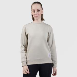 Sweat-shirt en soie biologique Argo, style streetwear, avec badge brodé, capuche et impression en relief, taille unique, couleur beige clair, idéal pour l'hiver - Product Image 1