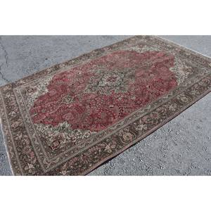 Classic <b>Red</b> Beige <b>Wool</b> Medium Pile Patchwork Rug 5.9 X 9.3 ft Kilim Style Large Area Turkish Rectangle Eco Friendly Latex - Product Image 4