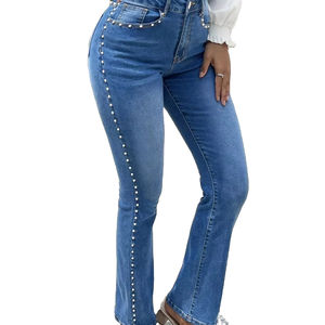 Nuevos pantalones vaqueros Premium para mujer, pantalones vaqueros con diseño de piedra personalizado de alta calidad, pantalones vaqueros acampanados elegantes 2025 - Product Image 1