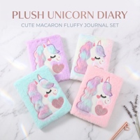 Carnet Licorne en Peluche Créatif, Journal Moelleux pour Filles, Journal Intime pour Enfants, Papeterie Macaron pour l'École et le Bureau, Reliure Piquée à Cheval, Noël