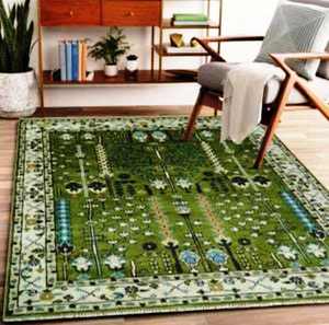 Antique Oushak Design Carpet Rugs Green White Silk Hand Knotted Wool Prayer Traditional high Vintage Turkish Living Room Sets - Product Image 1