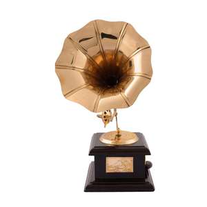 Gramophone vintage en laiton artisanal, pièce décorative classique pour la maison, le salon - Product Image 6