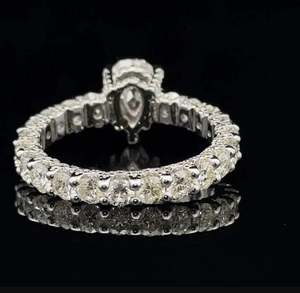 Anillo de compromiso de diamantes de moissanita de oro blanco de 14K, Alianza de boda doble eternidad para fiestas, Exportación a India - Product Image 4