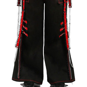Pantalon ample noir et rouge en coton 100% pour femmes, style gothique, chaîne de minuit, tendance gothique, 2026 - Product Image 5