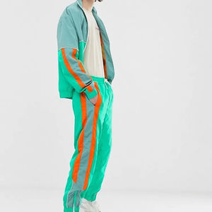 Chándal personalizado de nailon y poliéster para correr, traje térmico, conjuntos cortavientos de colores en contraste para hombres, ropa informal de invierno con cremallera - Product Image 6