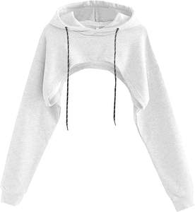 New Arrival Wholesale High Quality <b>Winter</b> Casual Printed Women Crop <b>Top</b> Hoodie 2024 Fleece Material Front Logo in Cheap Price - Product Image 1