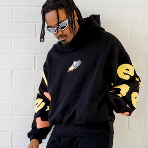 Sweat-shirt à capuche surdimensionné lourd personnalisé pour hommes Sweat-shirt en polyester et coton imprimé en polaire pour l'hiver - Product Image 1