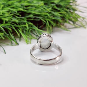 แหวนเงินมูนสโตนดีไซน์เนอร์แหวนเงินน้ำหนักเบาแหวนเงินราคาไม่แพง - Product Image 3