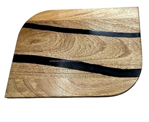 Tabla de cortar queso de madera y resina de lujo Diseño artesanal para cocinas elegantes Tabla de queso de resina - Product Image 6