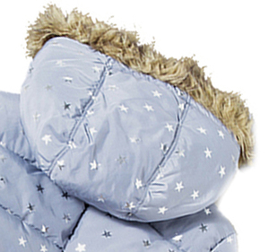 Girls Quilted Puffer Jacket <b>Coat</b> Star Print Faux Fur Hood Belted Long Winter Jacket Kids Wholesale - Product Image 4