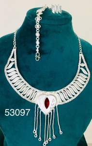 Traditional <b>Gold</b>-Plated Bridal Ethnic Jewelry Set Model 23155 Triangle Motif Hanging Drop Necklace Fashion <b>Chokers</b> Necklaces - Product Image 3