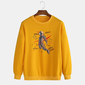 Sudadera Amarilla de Cuello Redondo para Hombre, Estampado de Astronauta Espacial de la NASA, Sudadera Informal de Corte Regular, 100% Algodón Tejido, Ropa de Otoño - Product Image 1