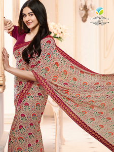 Sari de Georgette Estampado para Mujer, Diseño de Alta Calidad para Bodas y Fiestas, Incluye Blusa sin Coser - Product Image 4