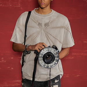 Vente en gros 100 coton délavé à l'acide t-shirt surdimensionné 250Gsm t-shirt lourd pour hommes t-shirt vintage blanc personnalisé - Product Image 5