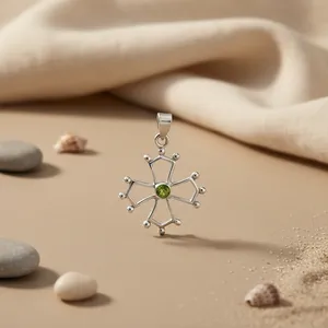 925 Silver Religious Cross Pendant with <b>Peridot</b> & Diamond Gemstone <b>Jewelry</b> with Pearl for Women Handmade in India - Product Image 3